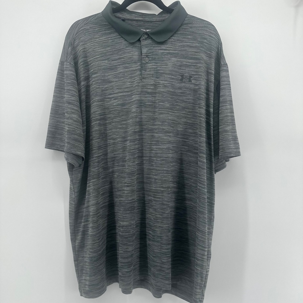 Under Armour Performance Polo Mens XXL 2XL Gray Heathered Short Sleeve Shirt - Picture 2 of 8